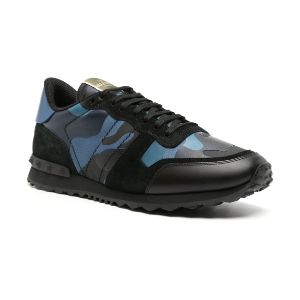 Valentino Garavani Blauwe Camouflage Rockrunner Sneakers Blue Heren