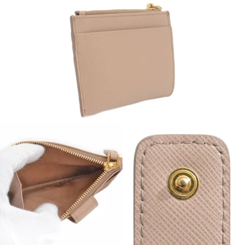 Prada Vintage Pre-owned Leather wallets Beige Dames