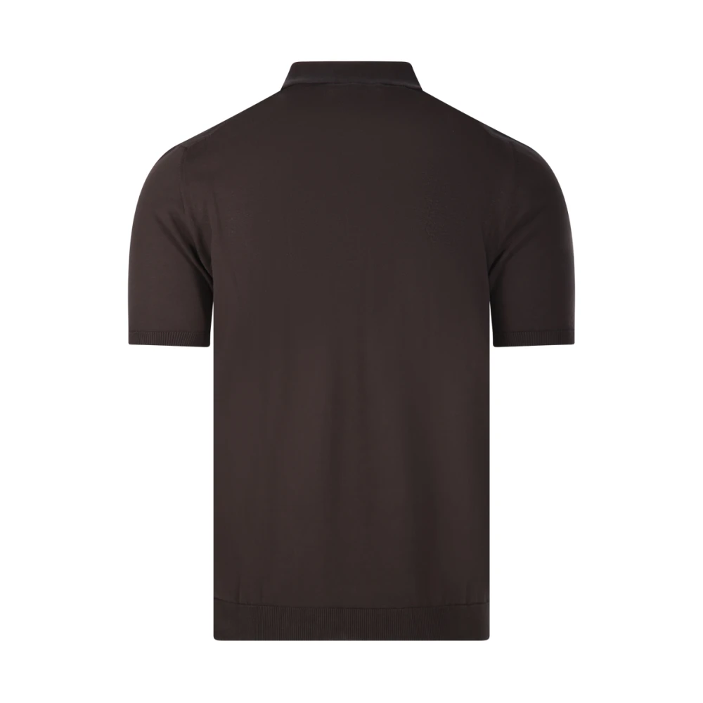 Roberto Collina Moro Polo Korte Mouw Sweater Brown Heren