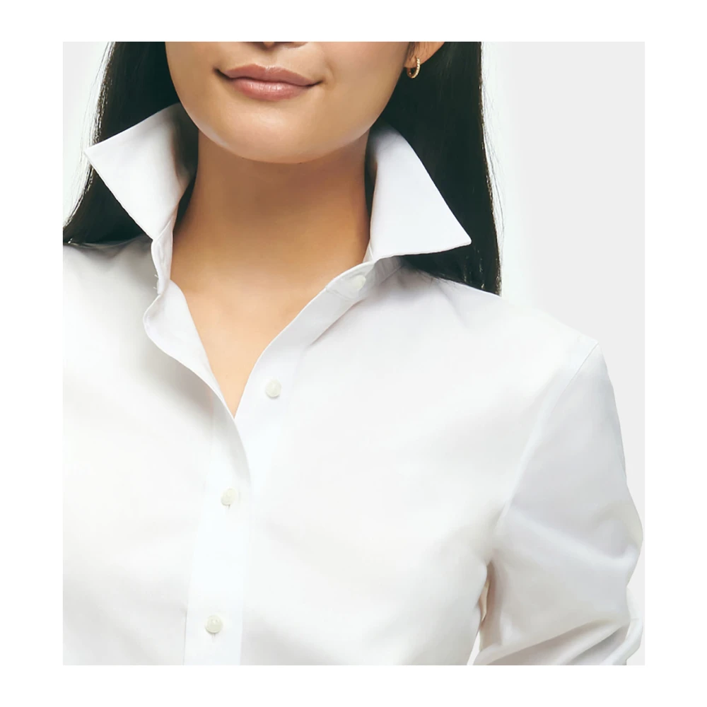 Brooks Brothers Classic Fit Non-Iron Supima Stretch Pinpoint Oxford Hemd White Dames