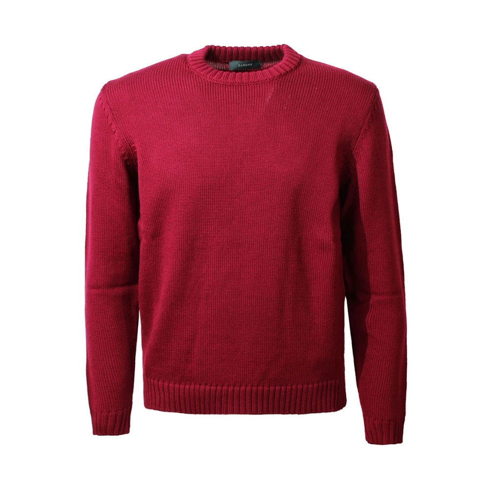 Zanone Rode Wol Crew-Neck Sweater Red Heren