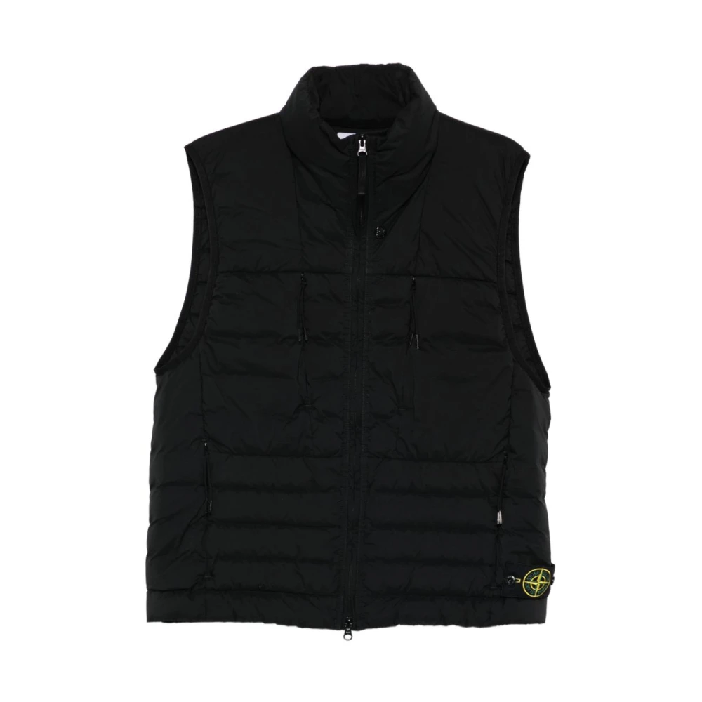 Stone Island Black Waistcoats, Male, S, Seamless Tunnel Nylon Down-Tc Gilet