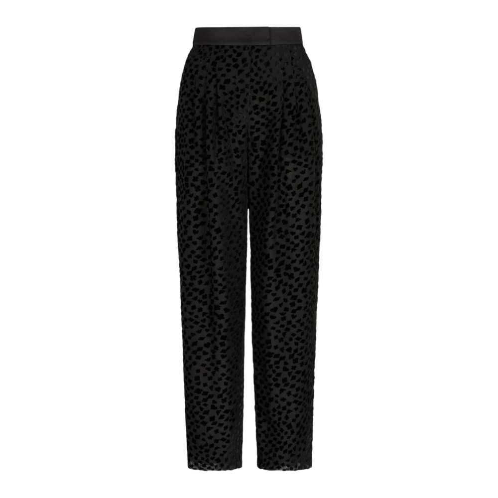 Emporio Armani Kvinno Svart Byxor Dam, S, Tyll, Asv Jeu De Cartes Devoré Tyllbyxor Med Veck