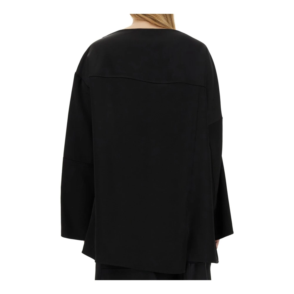 Jil Sander Zijden Mix Asymmetrische Blouse Vrouwen Black Dames