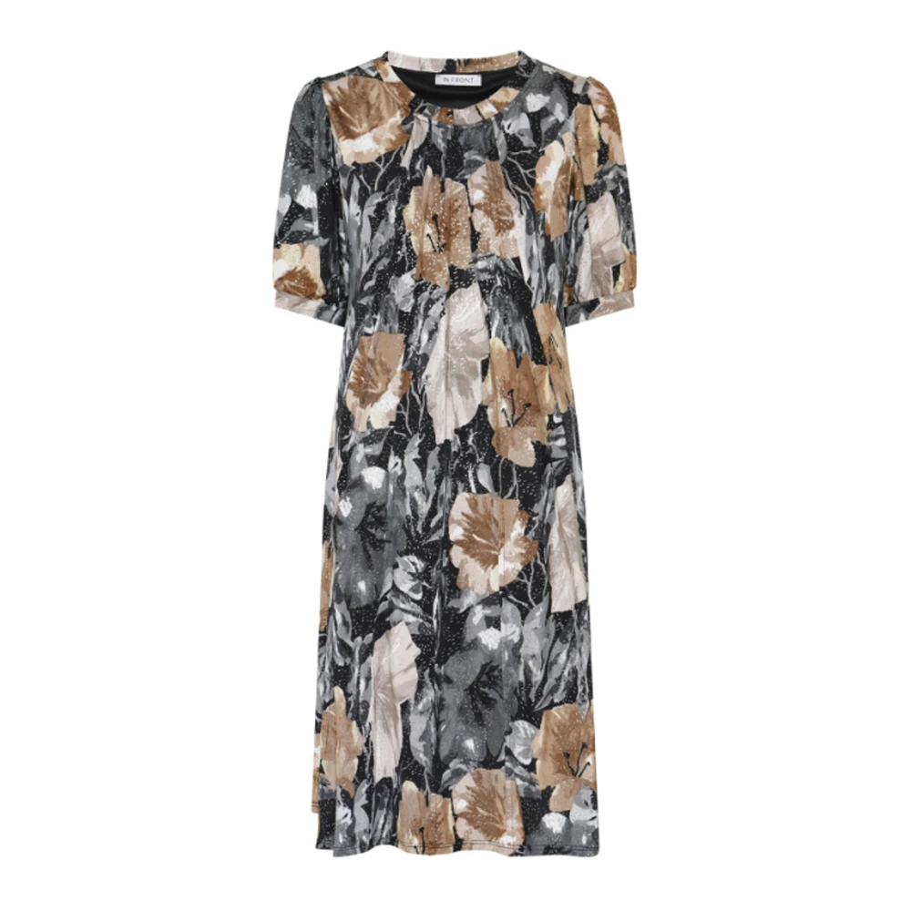 IN Front Multicolor Jurk met 1 2 Mouwen Multicolor Dames