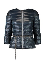 Marineblaue Slim-Fit Gürteljacke