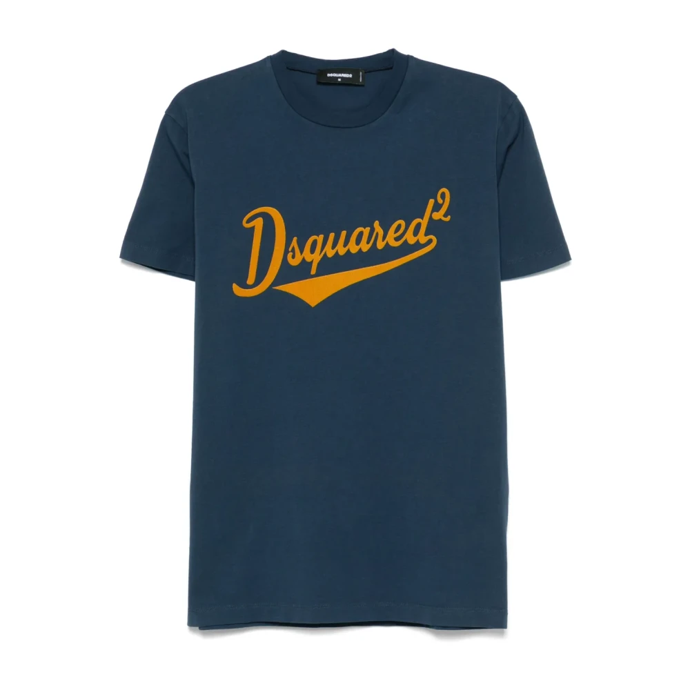 Dsquared2 Zachte Logo T-shirt Blauw Ronde Hals Korte Mouw Blue Heren