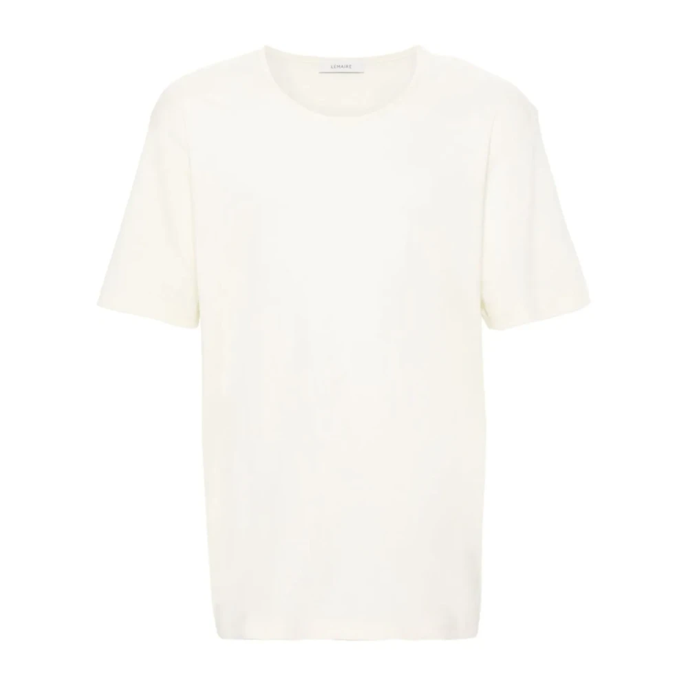 Lemaire Citroenglazuur Geribbelde U-Hals T-Shirt White Heren