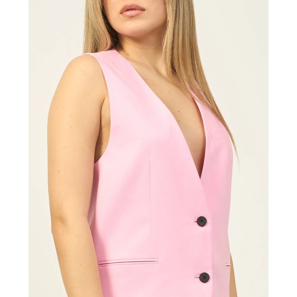 Hugo Boss Roze oversized linnen blend jas Pink Dames