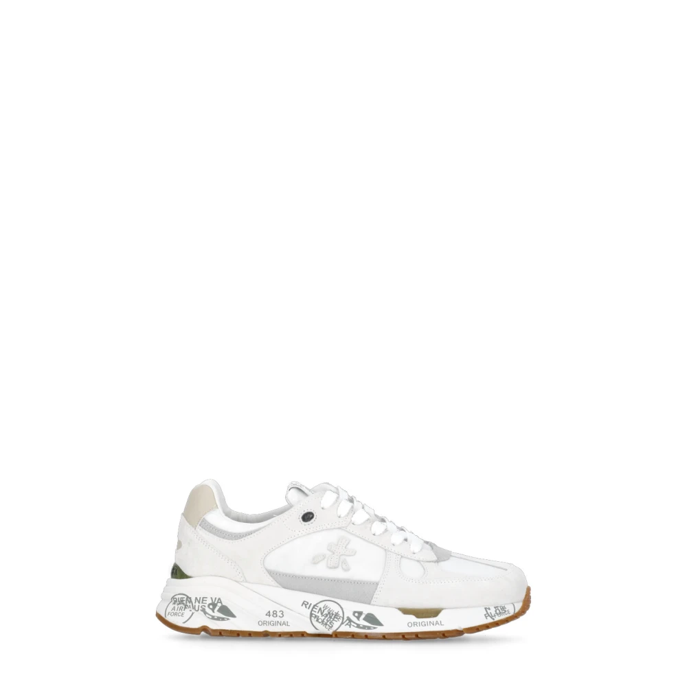 Premiata Witte leren sneakers met suède details Dames Schoenen