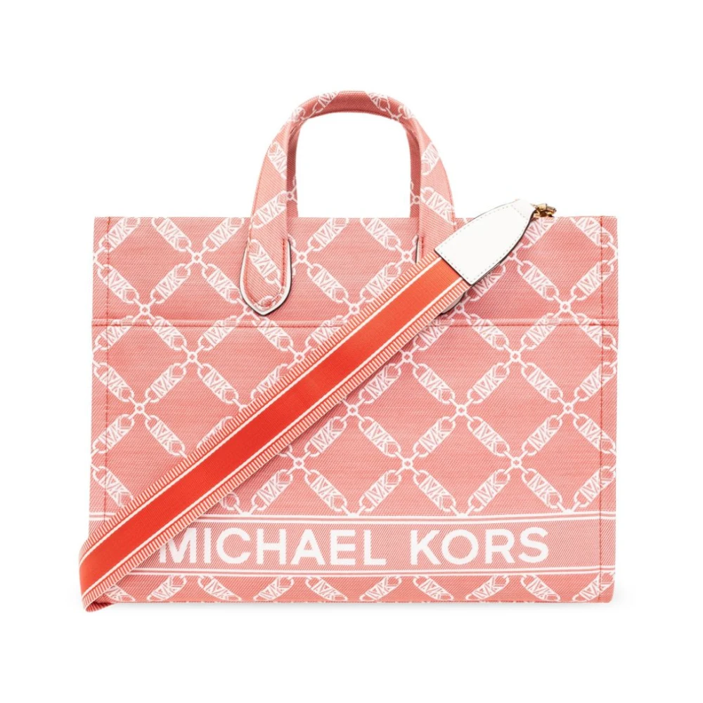 Michael Kors Roze Canvas Monogram Jacquard Tote Tas Pink Dames