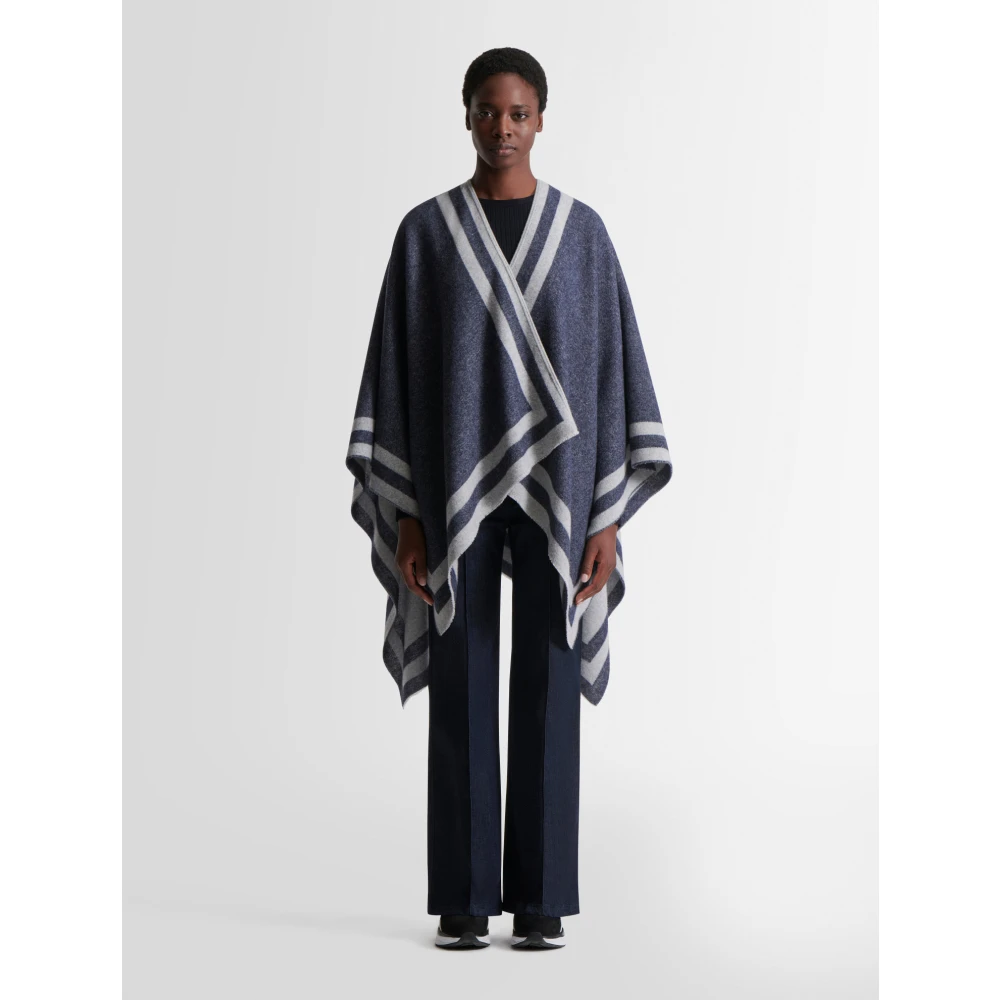Fusalp Grafische Wol Poncho Blue Dames