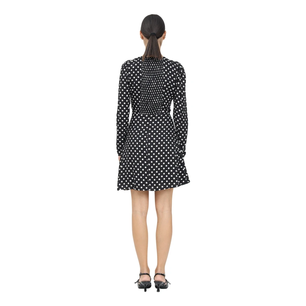 Mar De Margaritas Polka Dot Korte Jurk Elegant Retro Black Dames