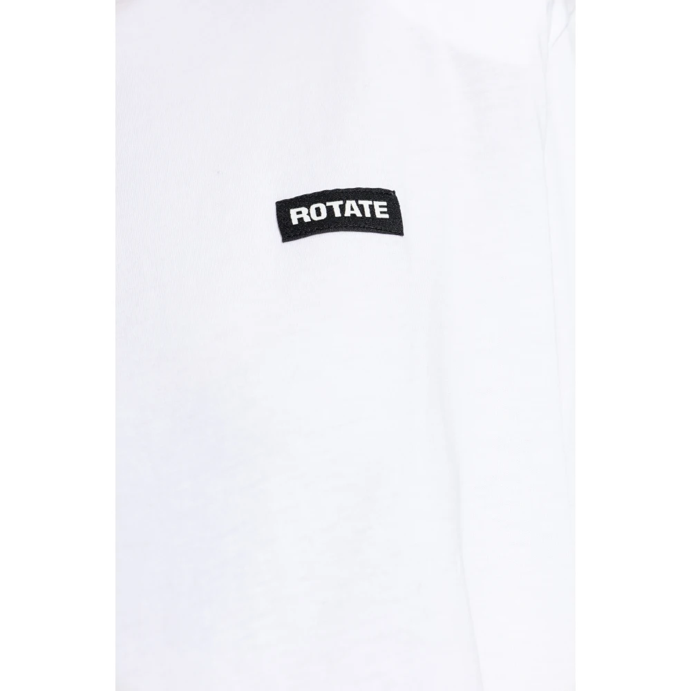 Rotate Birger Christensen T-shirt met Afneembare Schoudervullingen White Dames