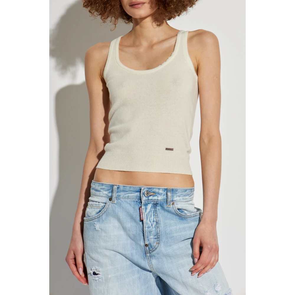 Dsquared2 Wollen mouwloze top Beige Dames