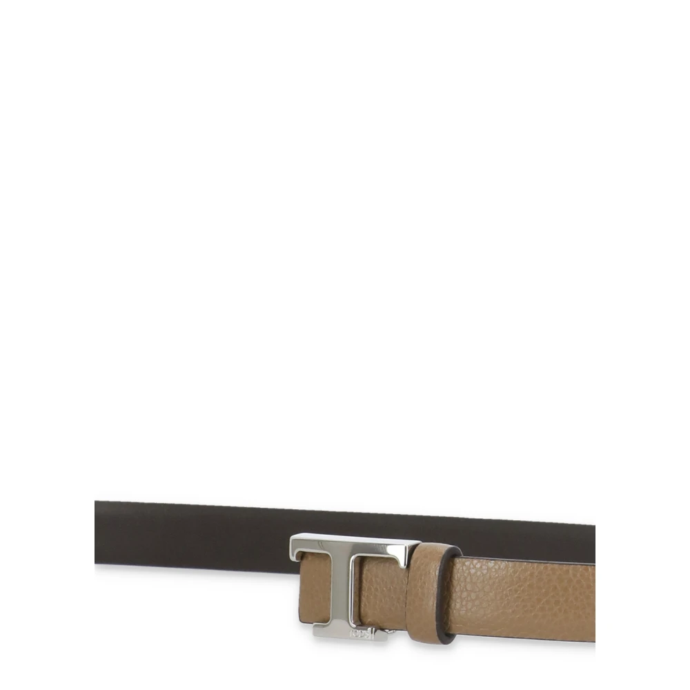 TOD'S Bruin Leren Riem met T-Gesp Brown Dames