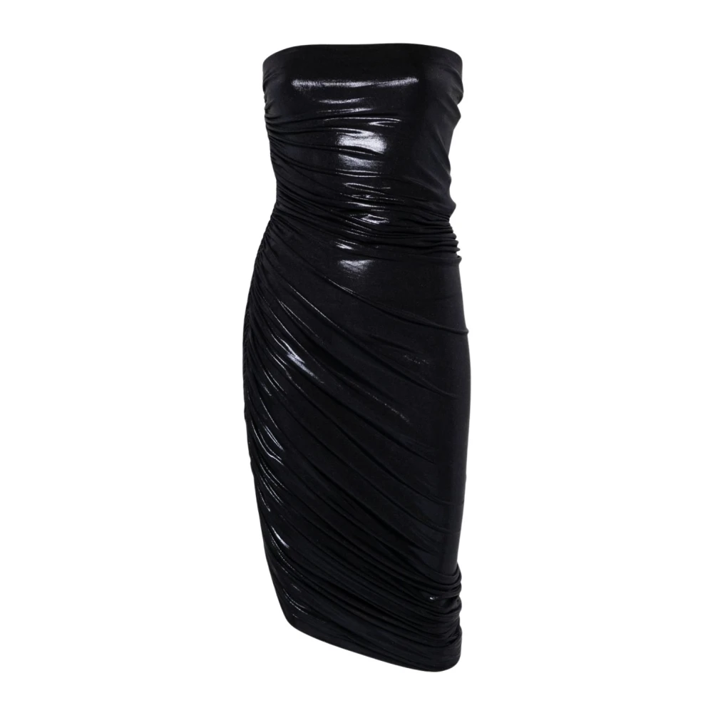 Norma Kamali Blauwe Lamé Midi Jurk Gerimpelde Zoom Blue Dames