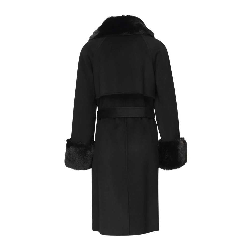 Guess Zwarte Nep Bont Geriemde Jas Black Dames