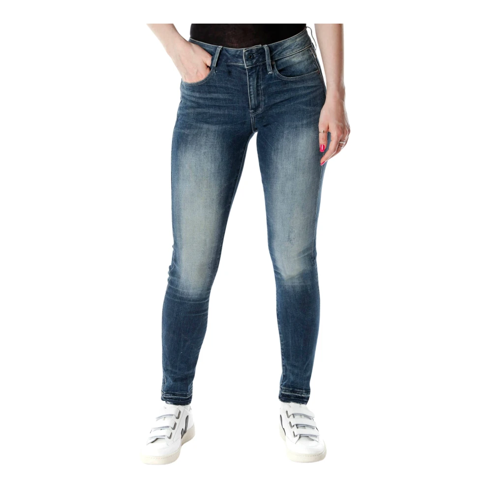 G-Star Mid Skinny Enkel Jeans met Distressed Details Blue Dames