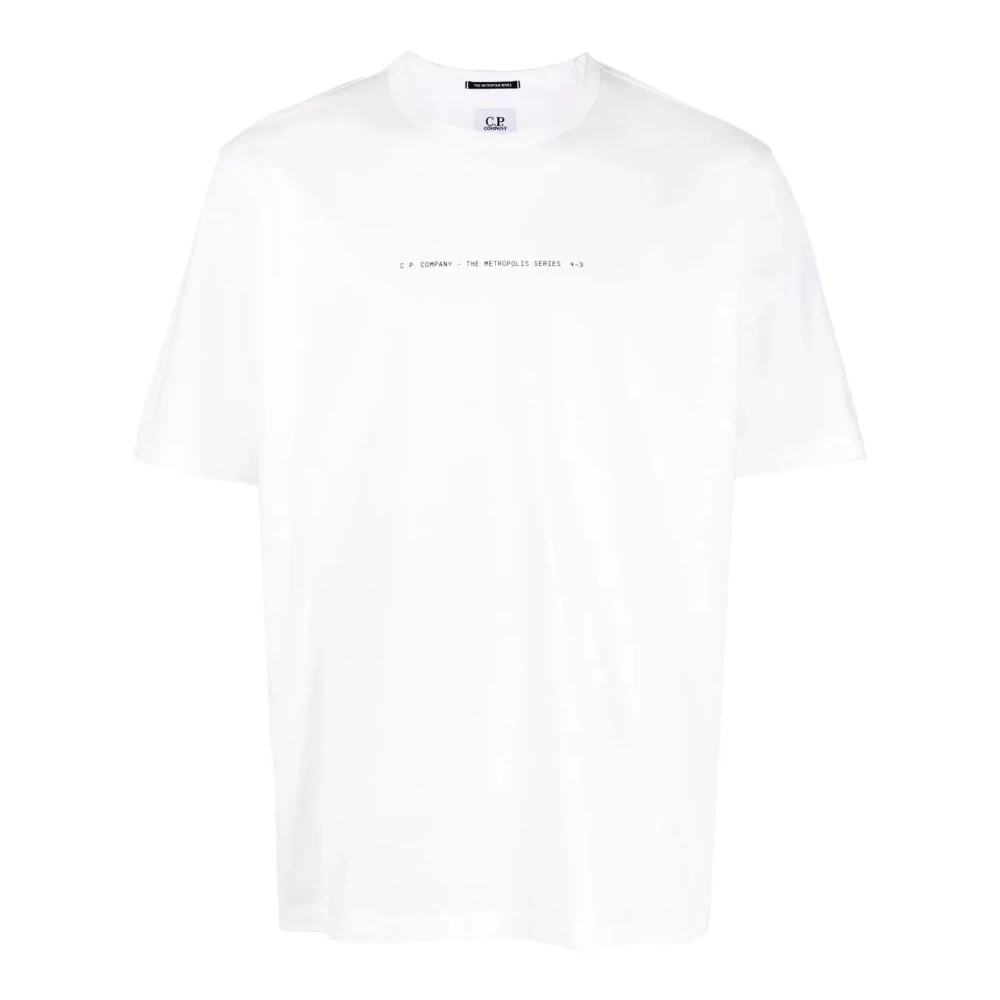 C.P. Company Witte Logo Print Katoenen T-shirt White Heren