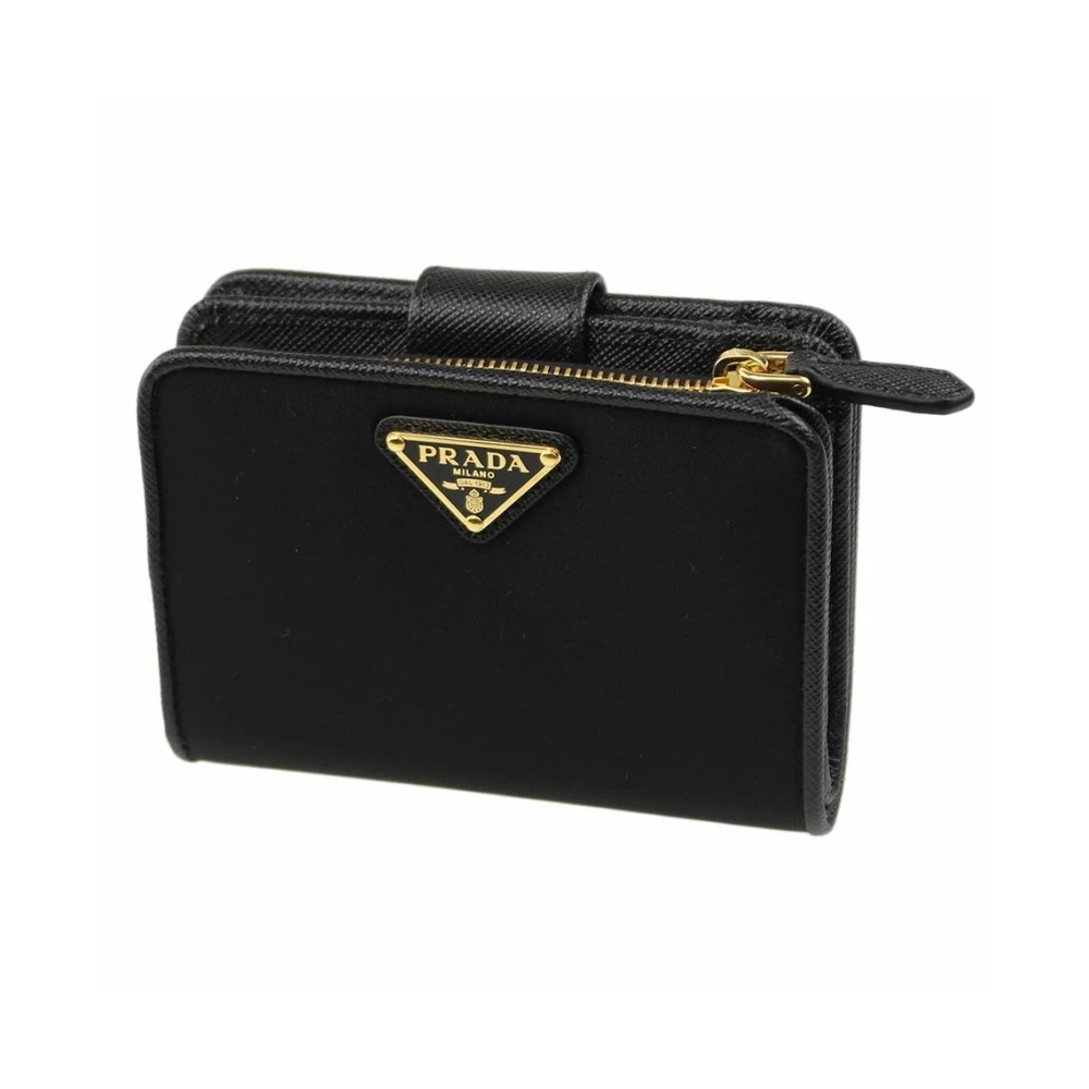 Prada Women's Black Wallets & Cardholders, One Size, Nylon And Leather Wallet With Coin Compartment