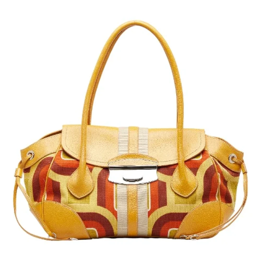 Prada Vintage Pre-owned Canvas handbags Yellow Dames