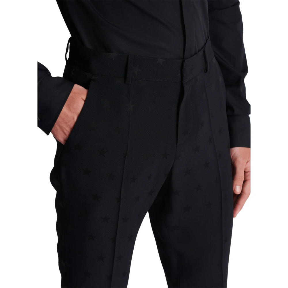 Balmain Jacquard crêpe broek met sterren Black Heren