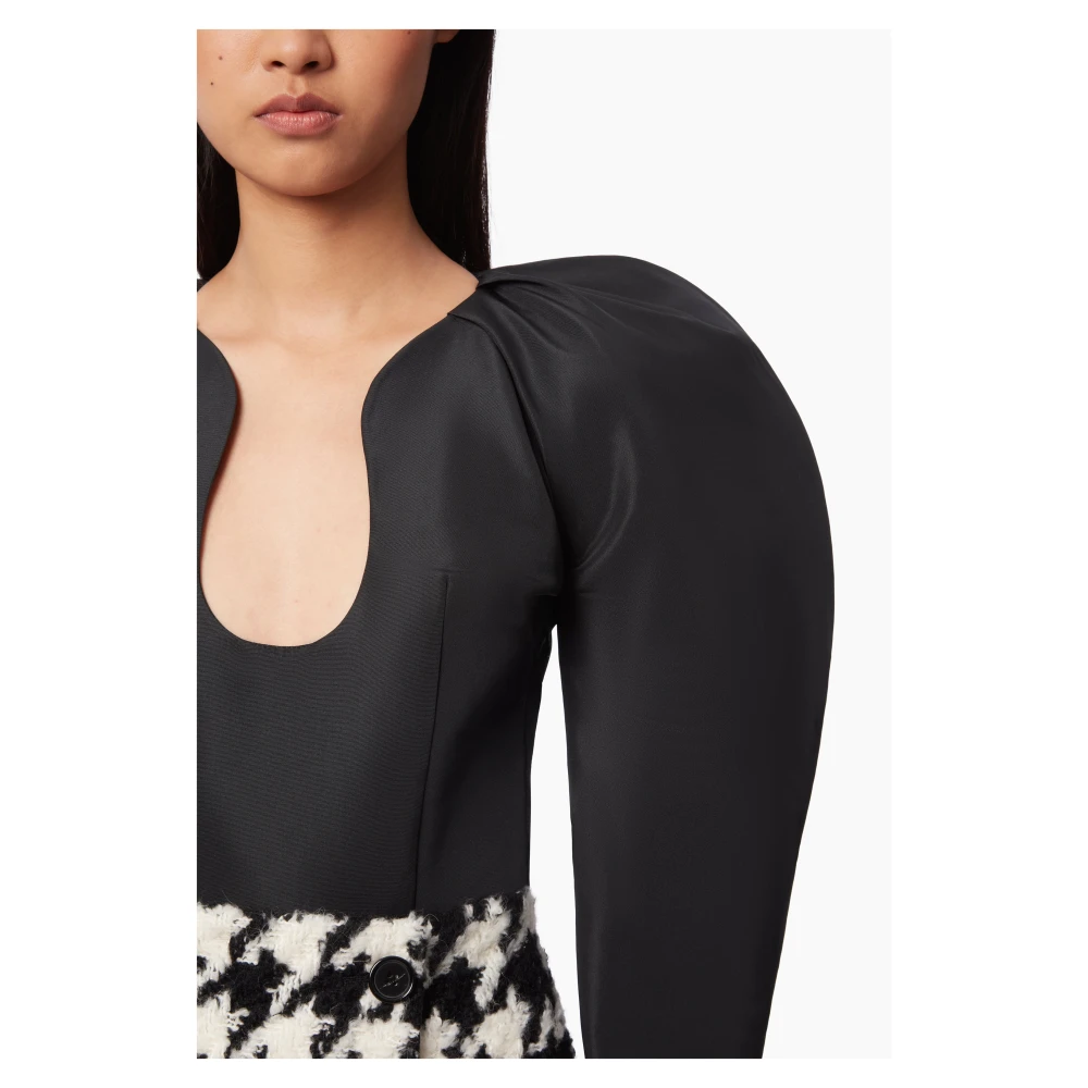 Nina Ricci Zwarte Taffeta Top met Cocoon Mouwen Black Dames