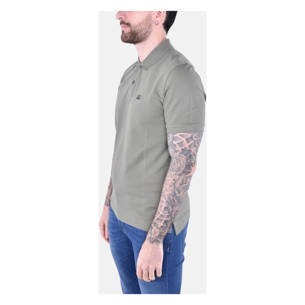 C.P. Company Stretch Piqué Korte Mouw Polo Green Heren