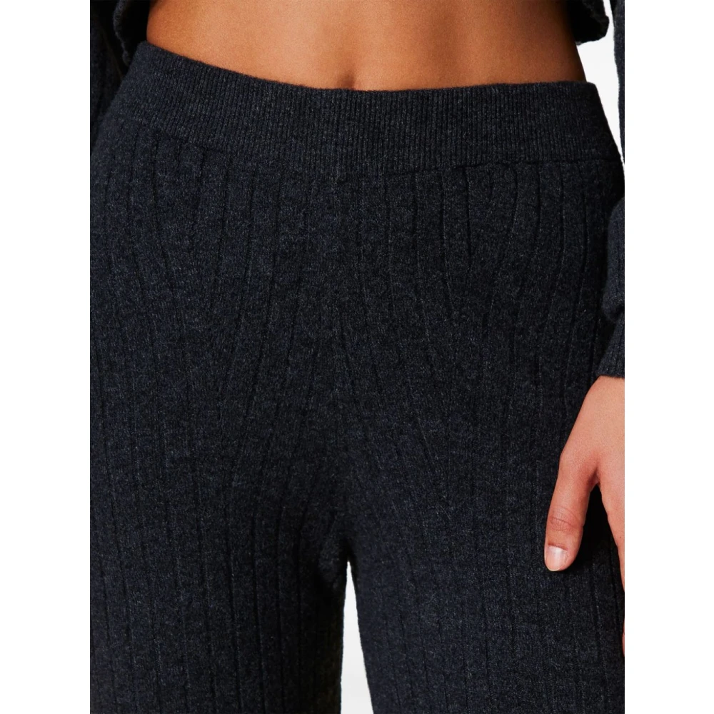 Twinset Gebreide Hoge Taille Wijde Pijp Broek Gray Dames