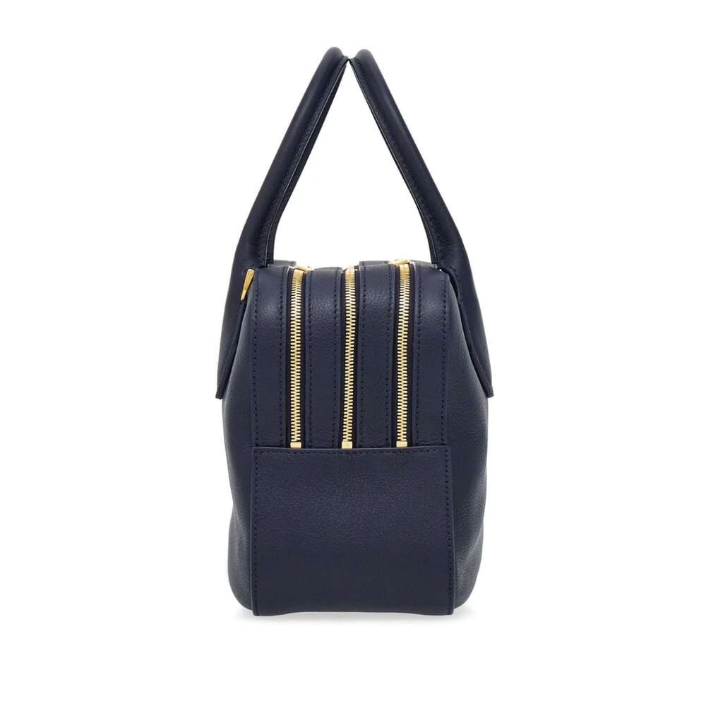 Salvatore Ferragamo Middernachtblauwe Leren Handtas met Gouden Hardware Blue Dames