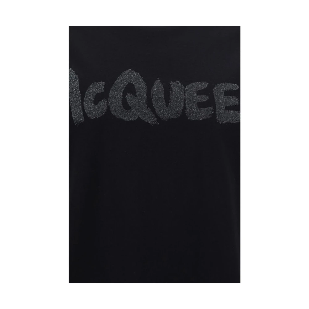 alexander mcqueen Graffiti Print Katoenen T-Shirt Black Heren