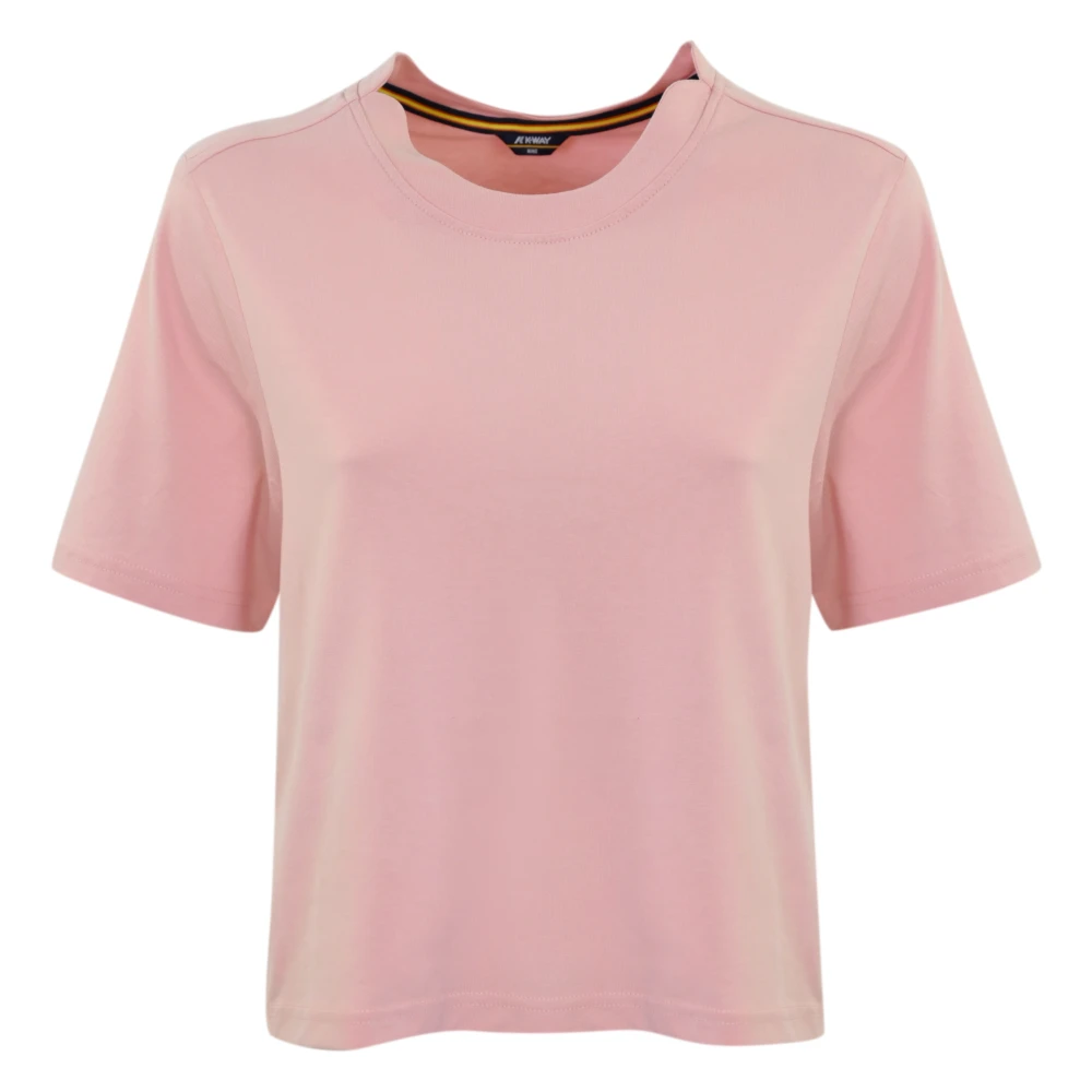 K-way Katoenen T-shirt met Zijsplitten Pink Dames