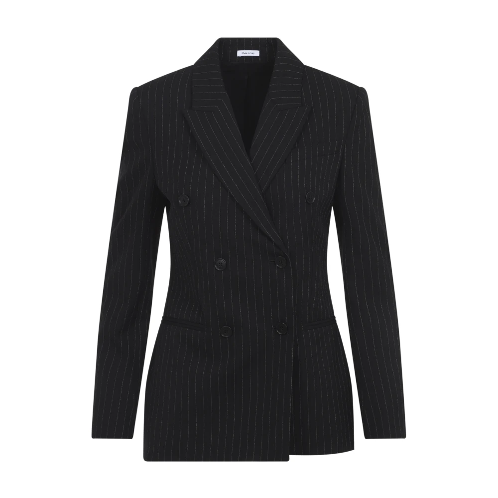 Alexander Mcqueen Women's Black Blazers, M, Pinstriped Double-Breasted Jacket