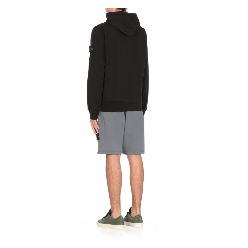 Stone Island Zwarte Katoenen Hoodie met Logopatch Black Heren