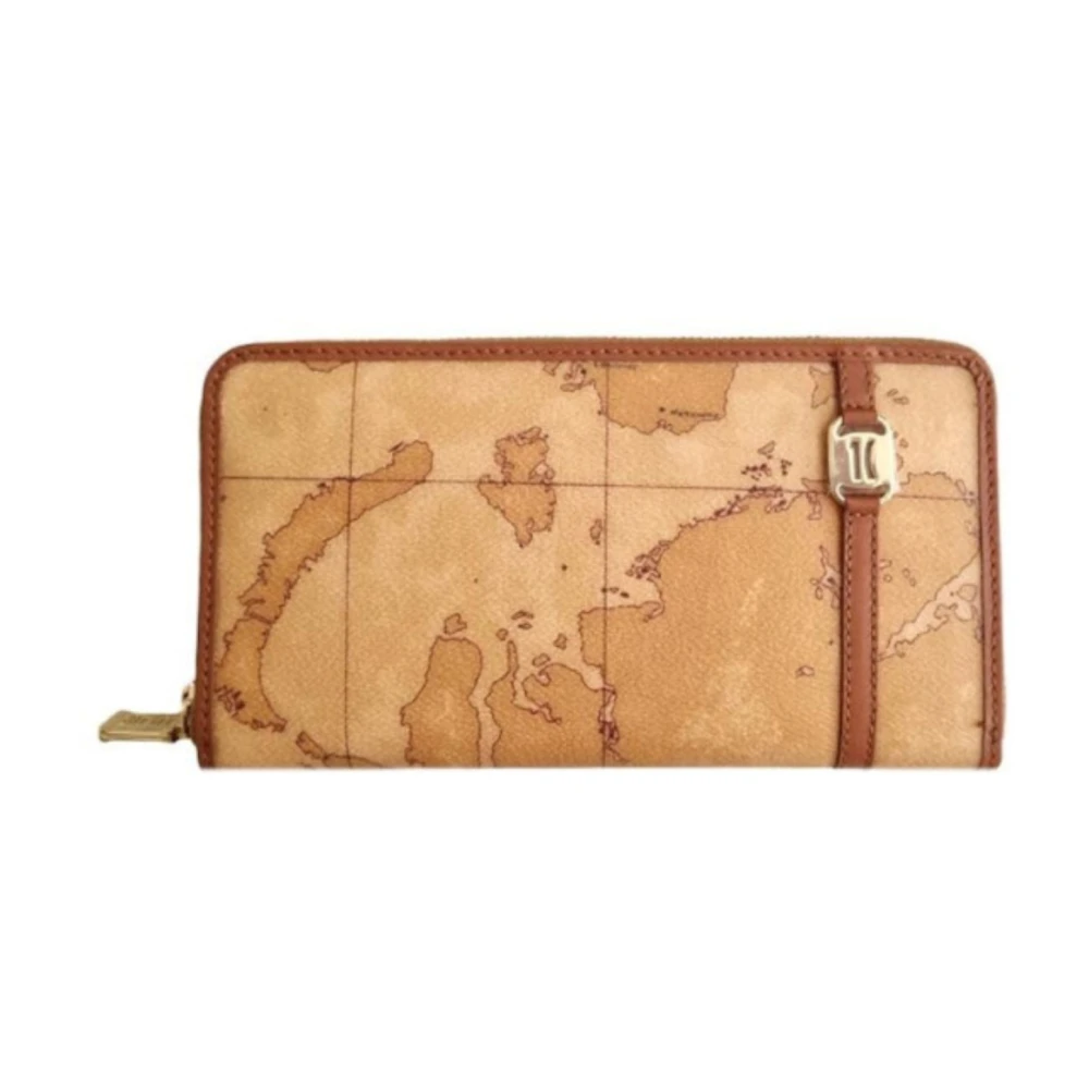 Alviero Martini 1A Classe Brown Wallets & Cardholders, Female, One Size, Zip Around Wallet With Geo Classic Print
