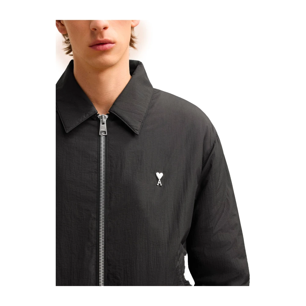 Ami Paris Hart Blouson Rits Technische Stof Black Heren