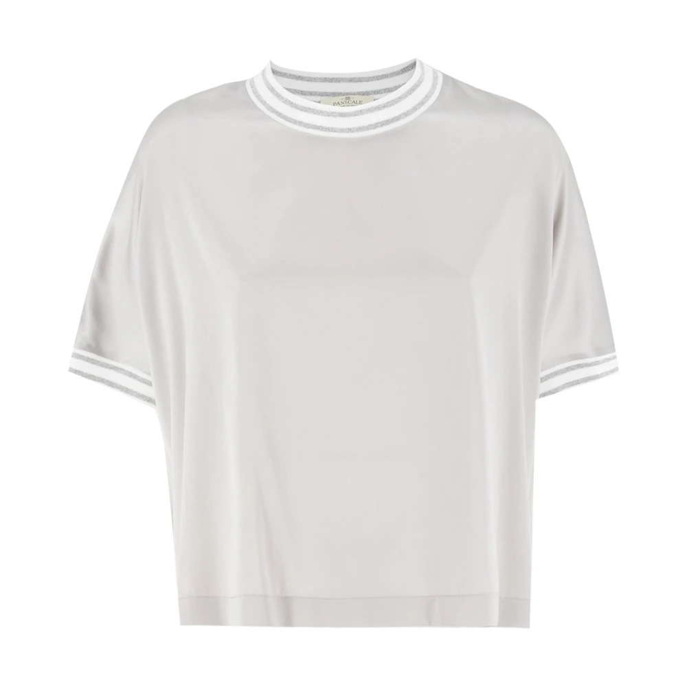 Panicale Zijden trui met contrastkleurige randen Gray Dames