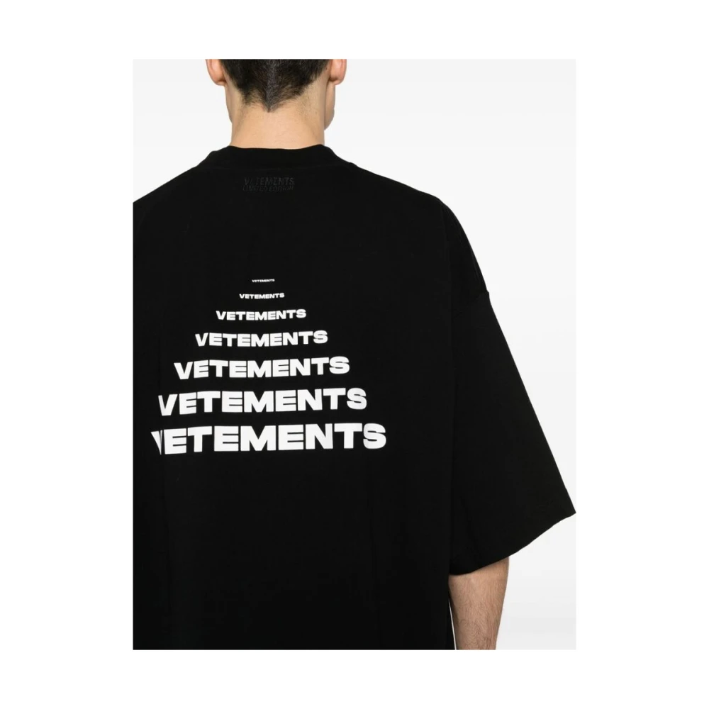 Vetements Zwart T-shirt met Logo Print Black Heren