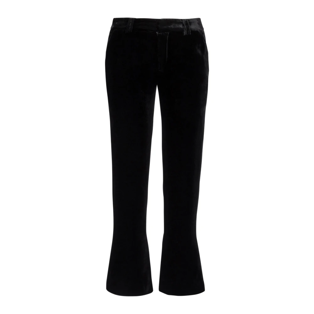 Balmain Black Velvet Trousers - Female - Cropped Trousers - Xs - Trousers