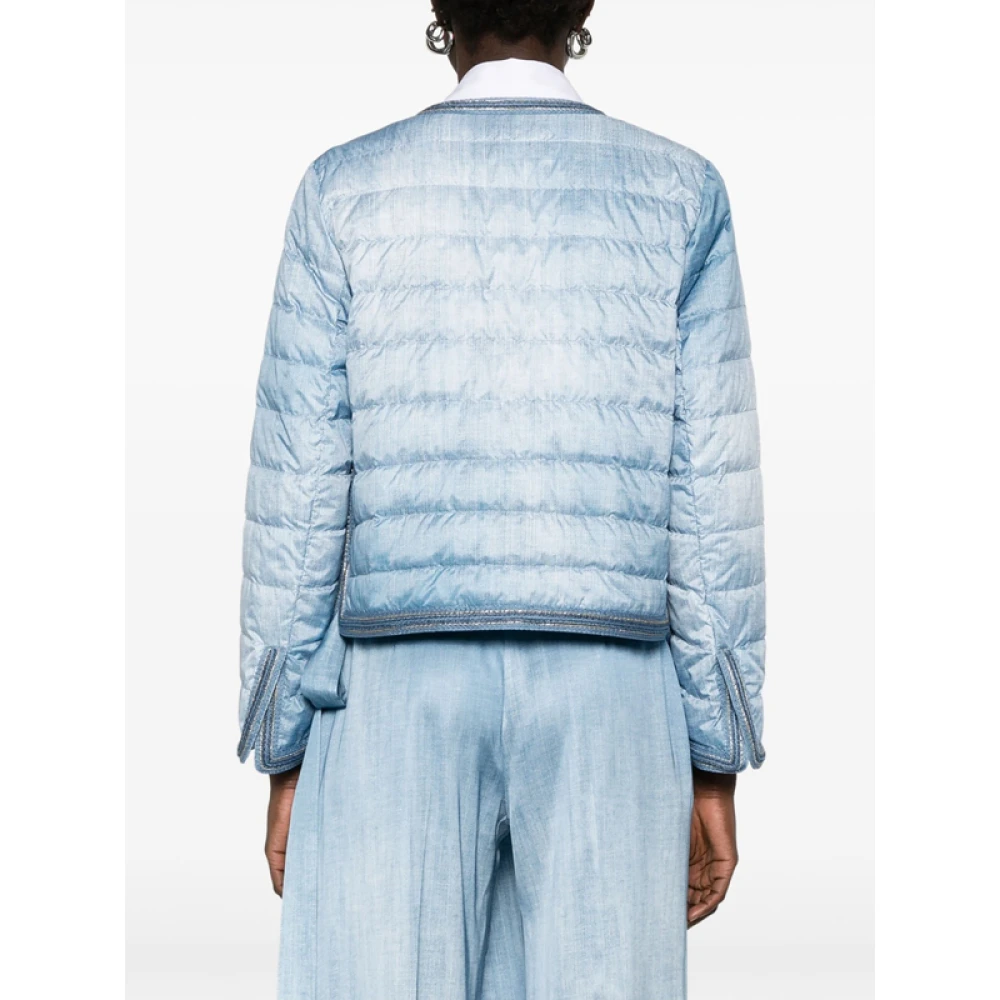 Ermanno Scervino Blauwe Lichtgewicht Donsjas met Drukknoopsluiting Blue Dames