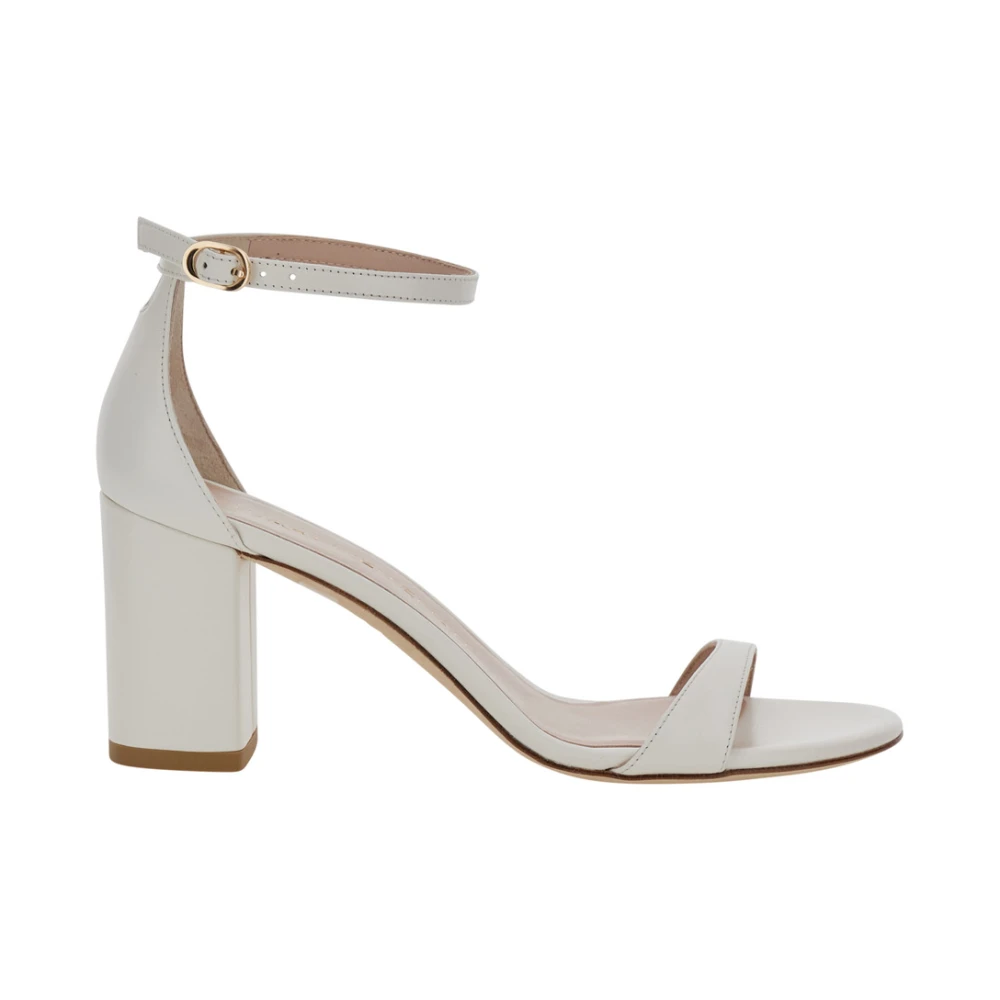 Stuart Weitzman Women's White Nudist Block 75 Sandal