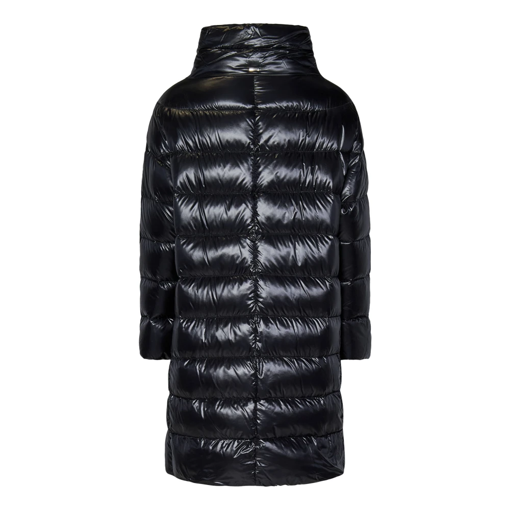 Herno Zwarte Lichtgewicht Funnel Kraag Jas Black Dames