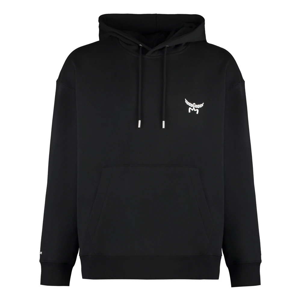 MCM Katoenen hoodie met geribbelde boorden Black Heren