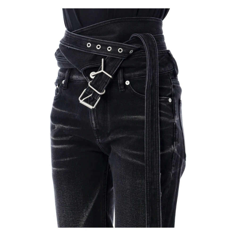 Y Project Zwarte Vervaagde Wrap Riem Jeans Black Dames