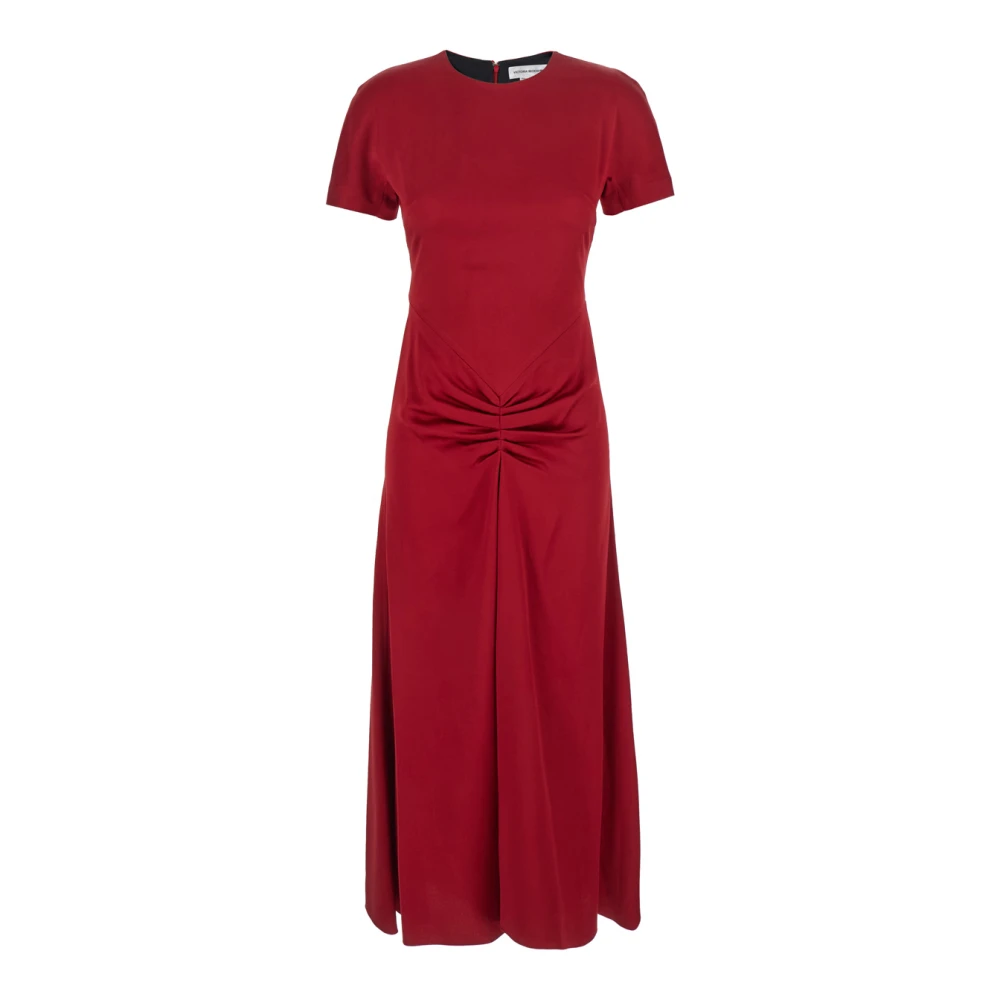 Victoria Beckham Women's Red Gathe Waist Midi Dress