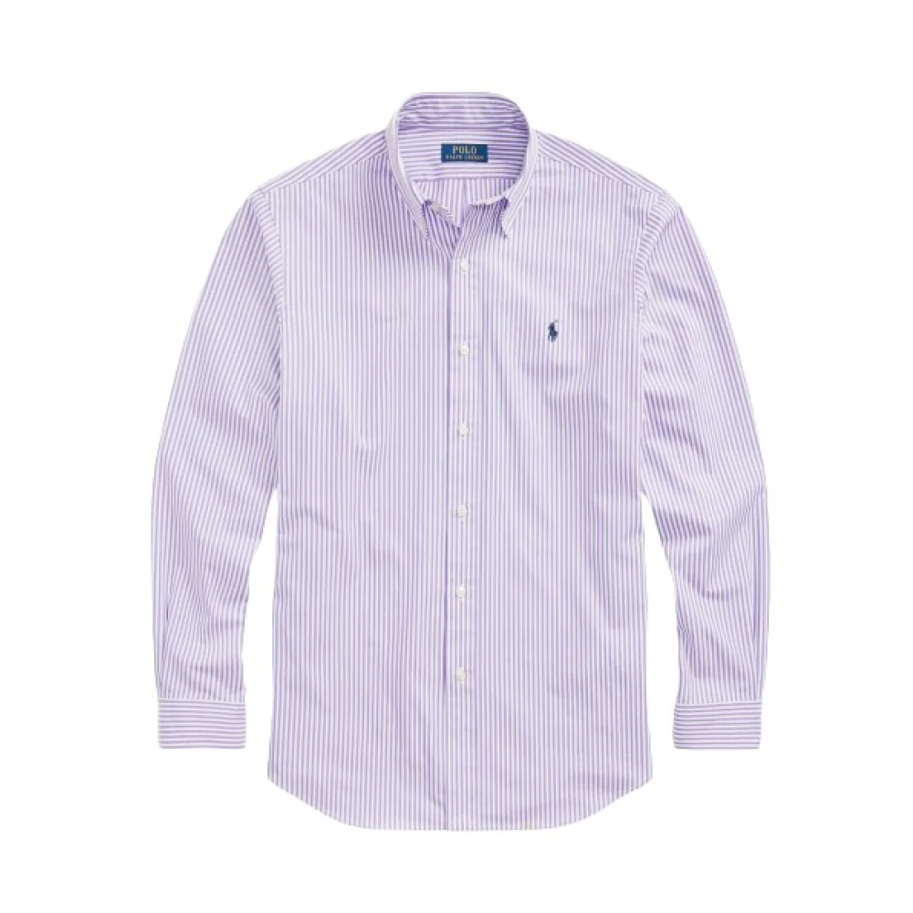 Polo Ralph Lauren Gestreept Slim Fit Stretch Katoenen Overhemd Purple Heren