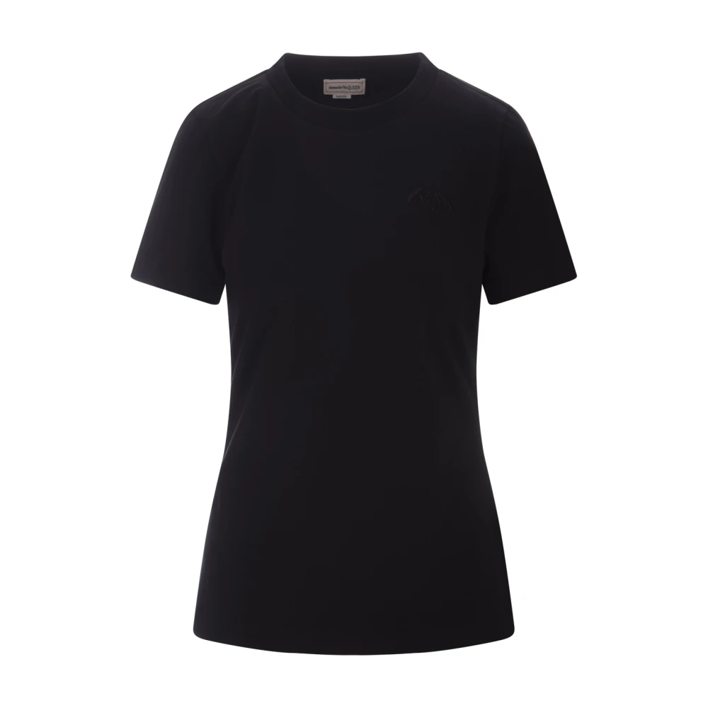 Alexander mcqueen Zwarte Slim Fit T-shirt met Seal Logo Black Dames