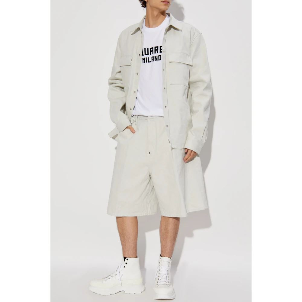Dsquared2 T-shirt met fluwelen afwerking logo White Heren