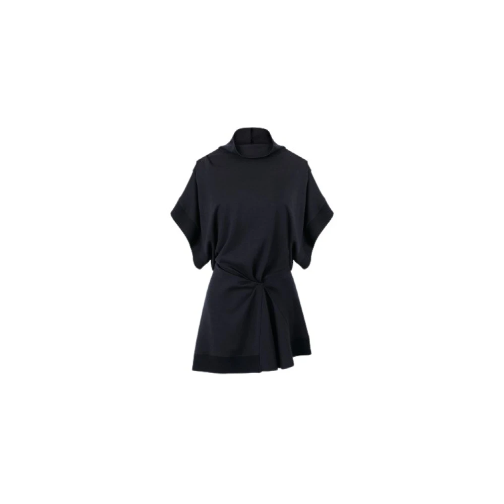 Isabel marant Korte Wollen Blend Navy Blauwe Jurk Black Dames
